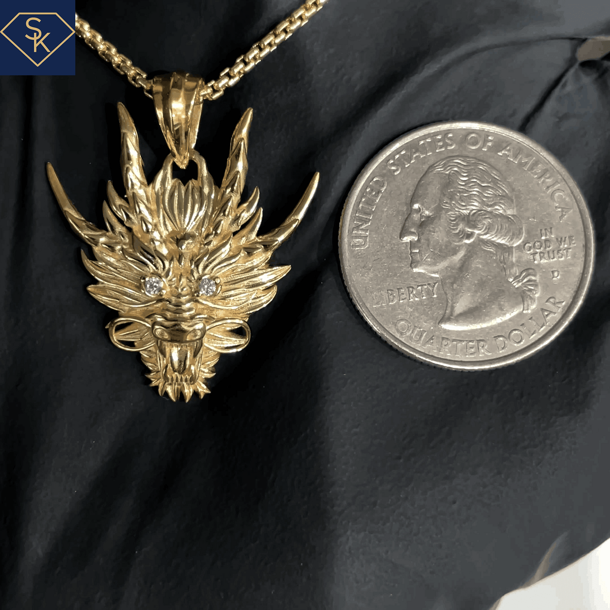 Diamond Dragon head Pendant - SK Custom Jewelry
