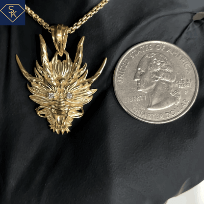Diamond Dragon head Pendant - SK Custom Jewelry