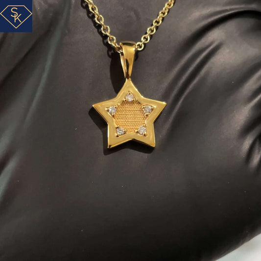 Diamond 5-Star Pendant with Inner bead textures