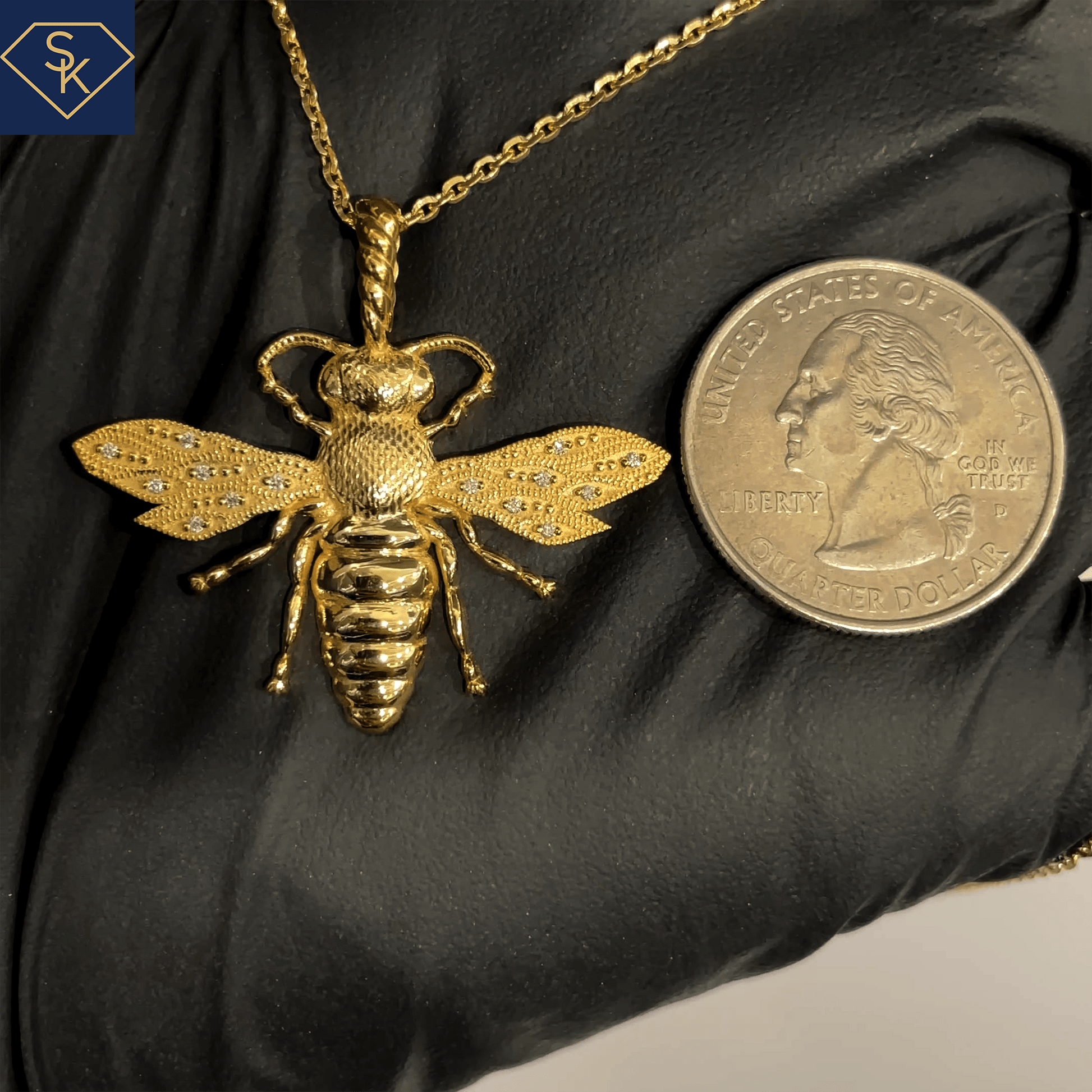 14K Gold Queen Bee Pendant