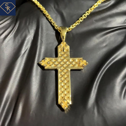 14K Solid Yellow Gold Cross Pendant