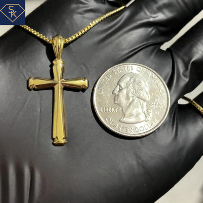 14K Solid Yellow Gold Classic Cross Pendant