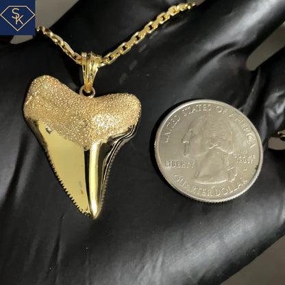 14K Yellow Gold Shark Tooth Pendant