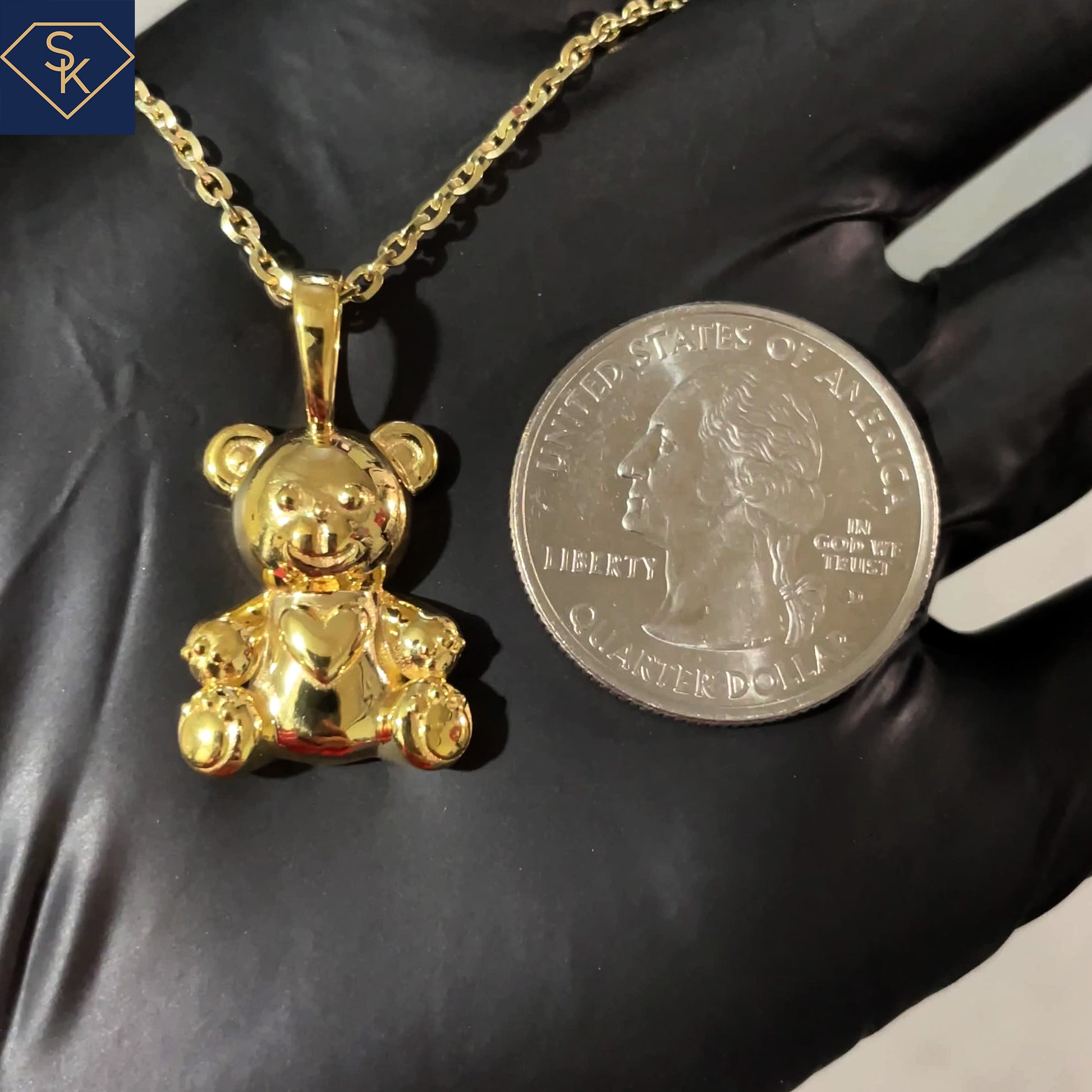 14K Yellow Gold Lovely Bear Pendant