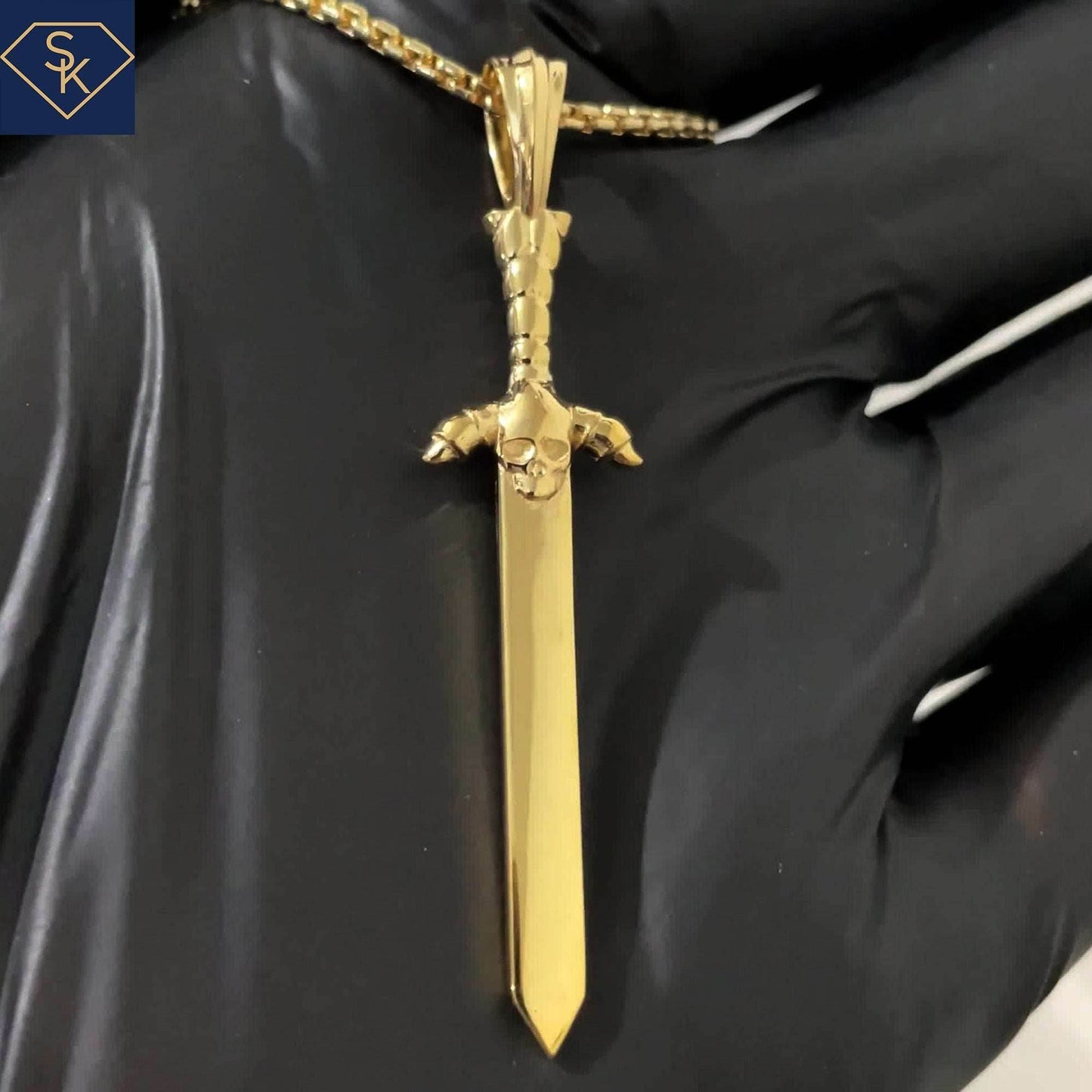 Sword Pendant with Skull Head - SK Custom Jewelry