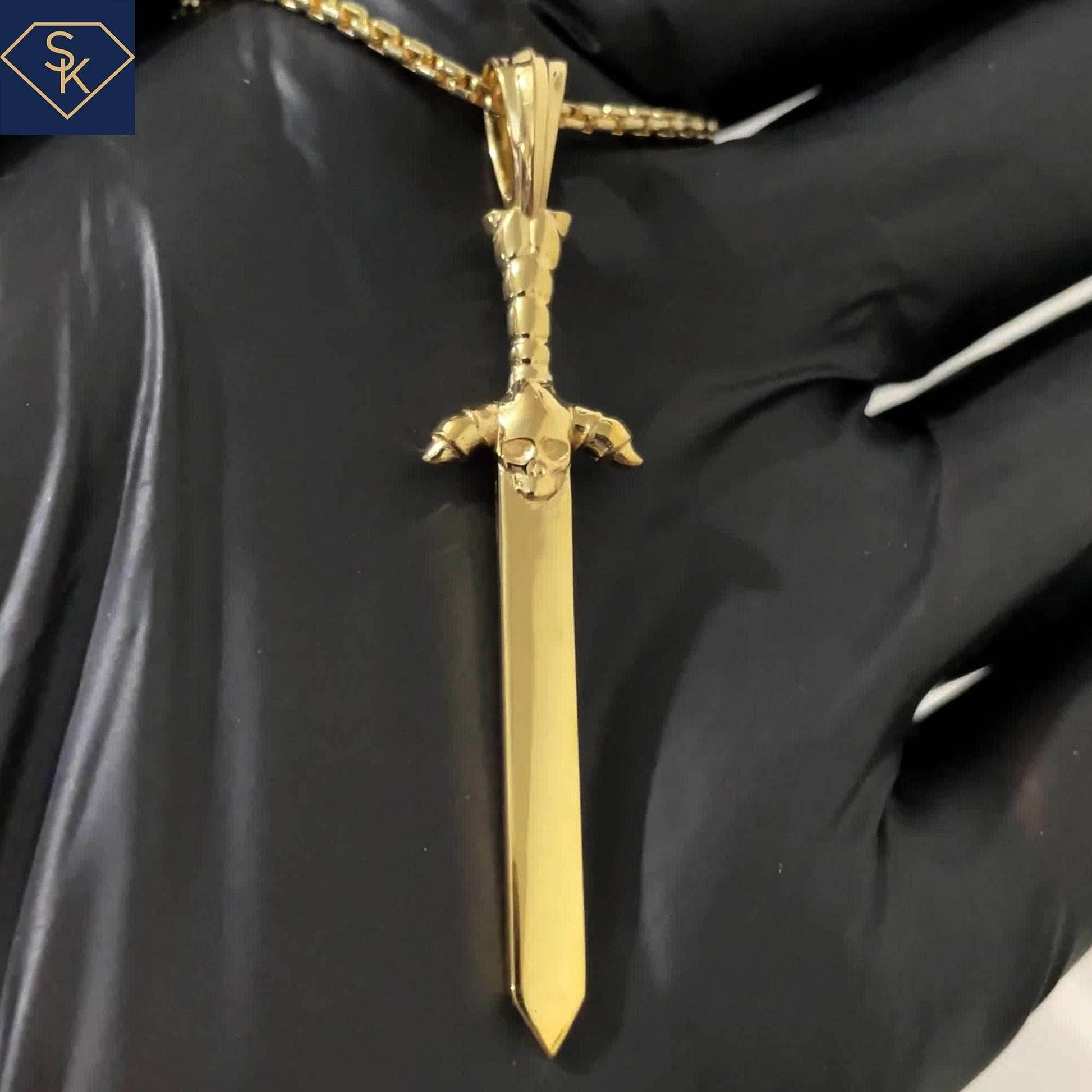 Sword Pendant with Skull Head - SK Custom Jewelry