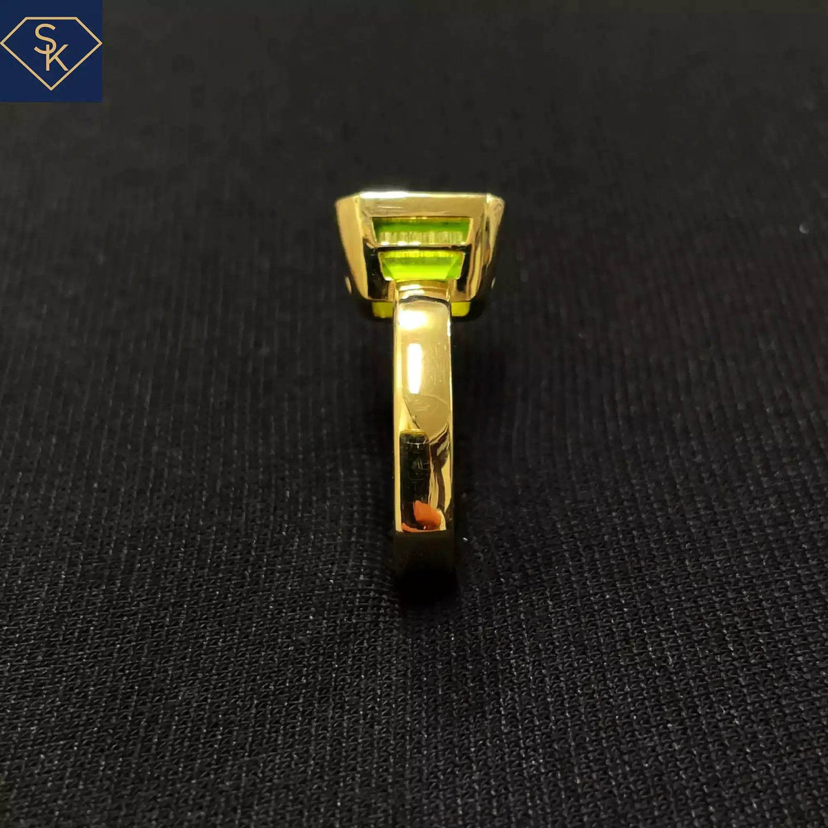 Bezel Peridot Solitaire Ring with Euro Shank - SK Custom Jewelry