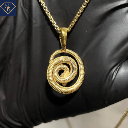 14K Solid Gold Striking Snake Pendant