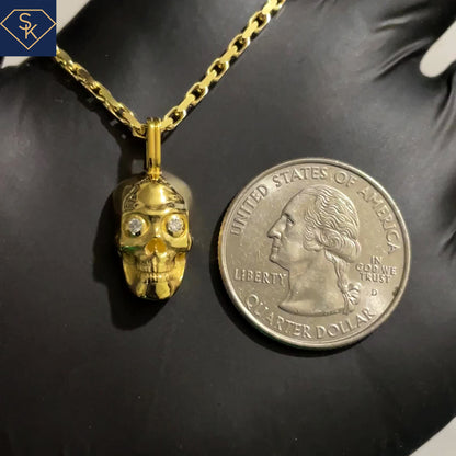 14K Yellow Gold Skull Pendant