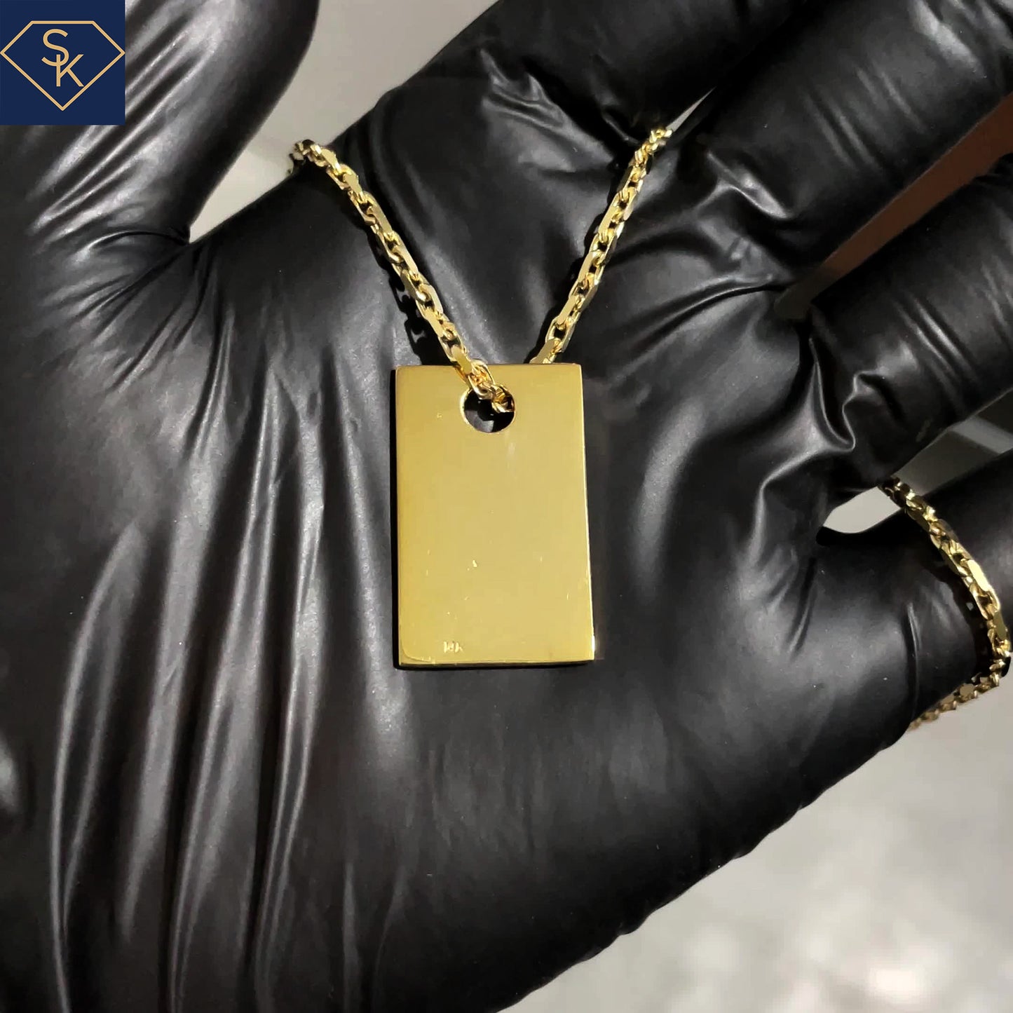 14K Yellow Gold Diamond Sagittarius Dog Tag Pendant