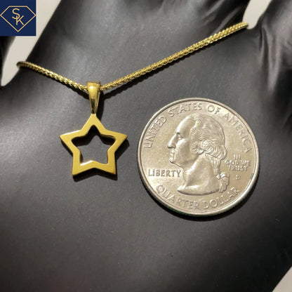 14K Solid Yellow Gold Star Pendant