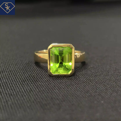 Bezel Peridot Solitaire Ring with Euro Shank