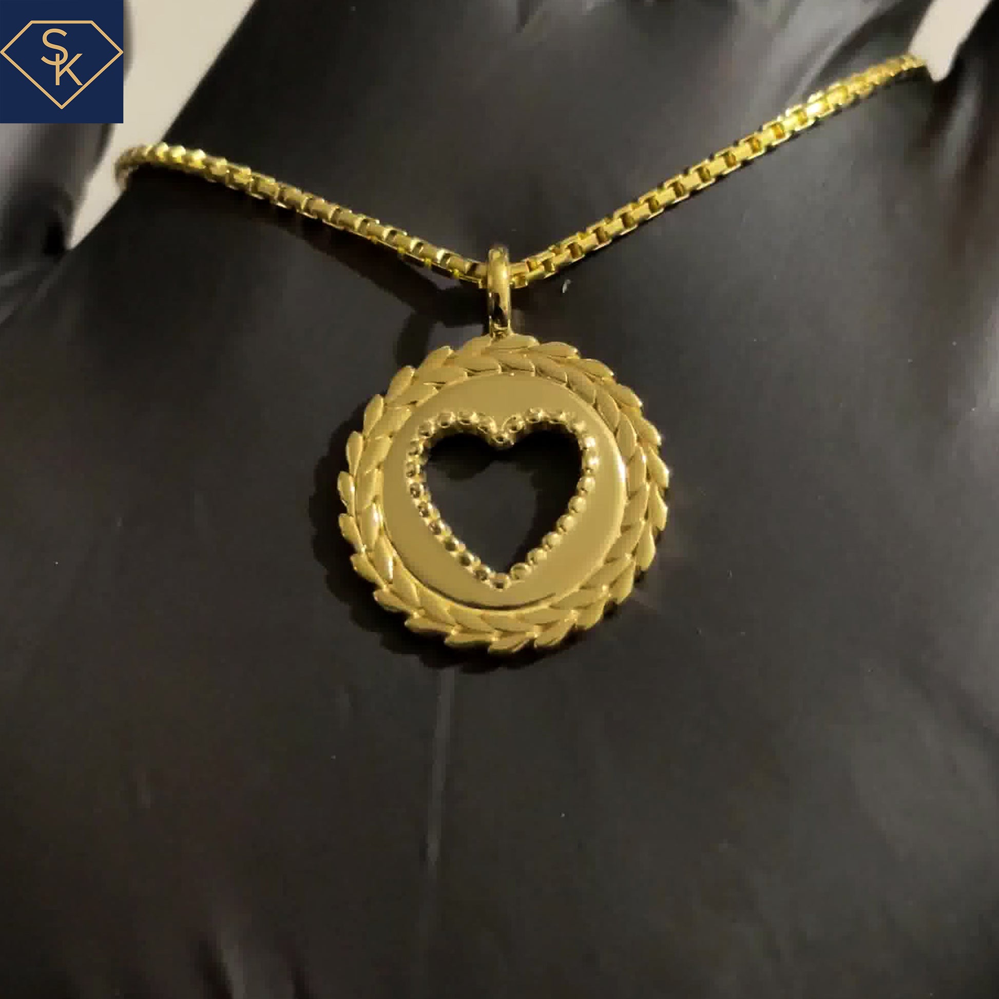 14K Solid Yellow Gold Heart Pendant