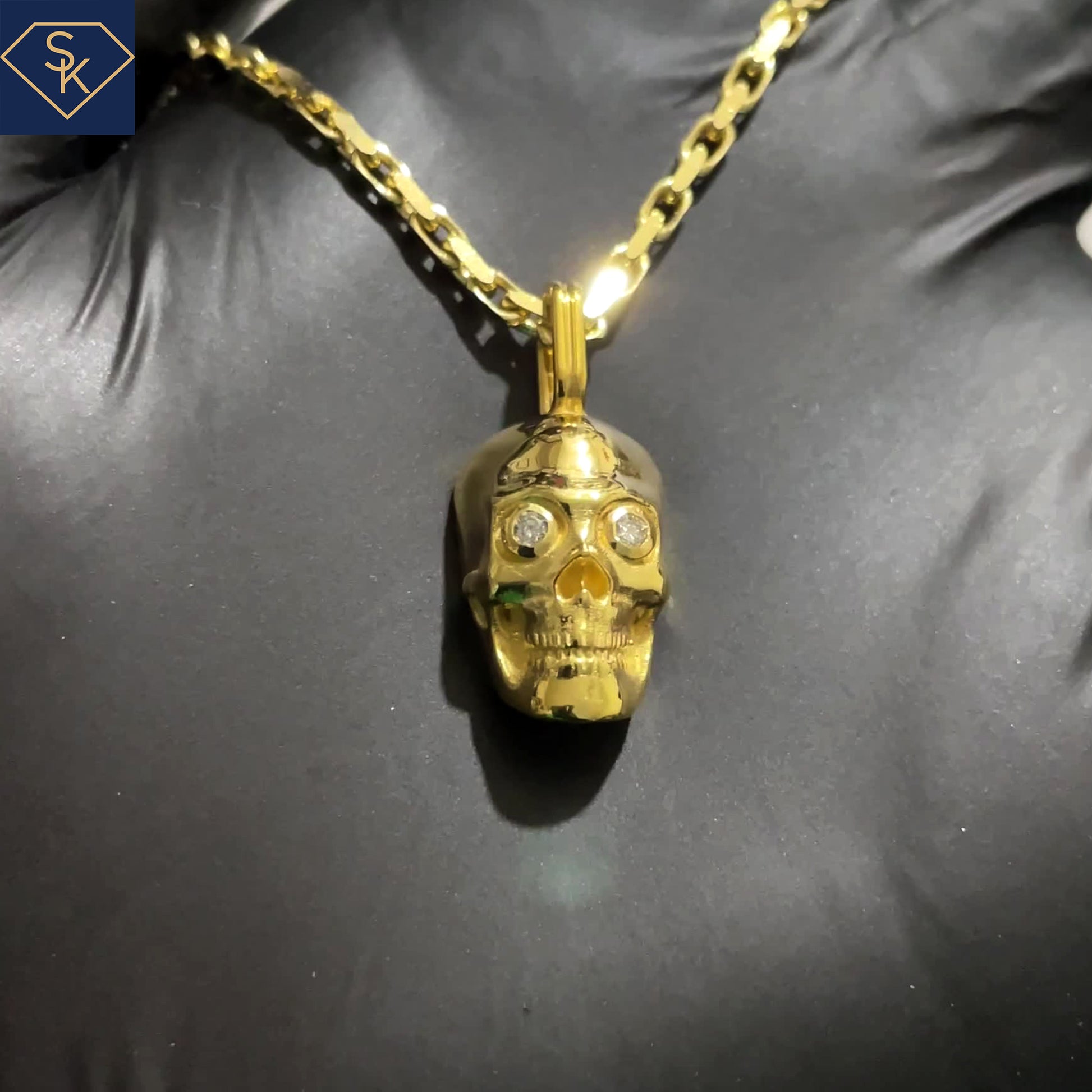 14K Yellow Gold Skull Pendant