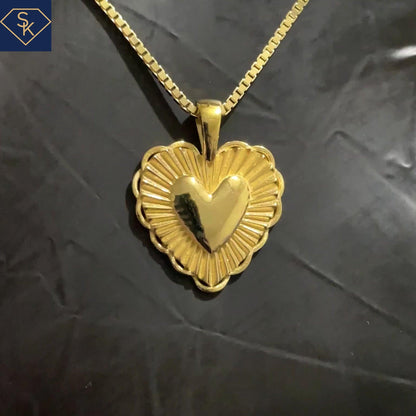 14K Solid Yellow Gold Sparkling Heart Pendant