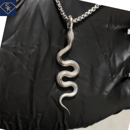 14K Solid Gold Snake Pendant 14K White Gold