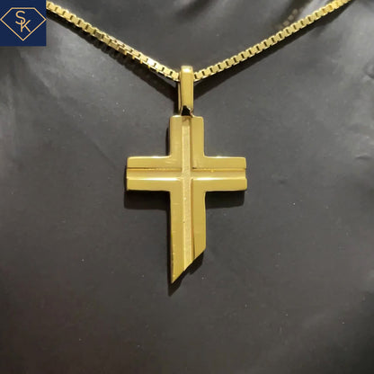 14K Solid Yellow Gold Cross Pendant