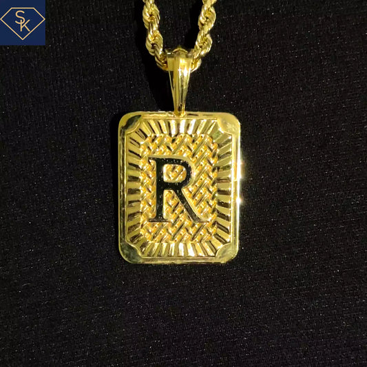 Initial "R" Pendant with Braided Textures