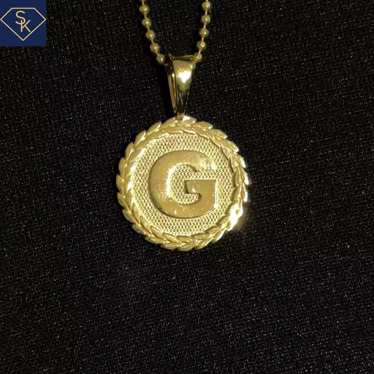 Initial Diamond Textured Charm - SK Custom Jewelry