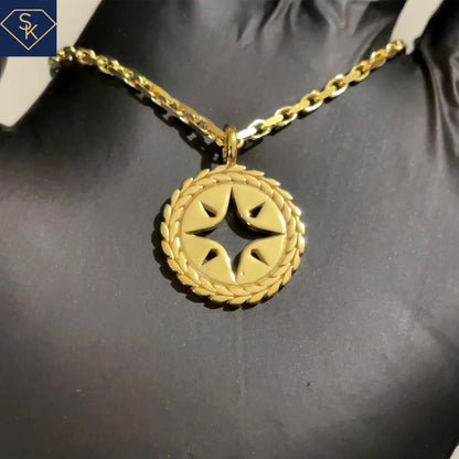 14K Solid Yellow Gold Compass Pendant