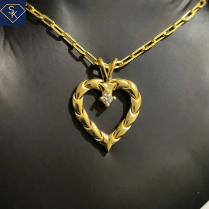 14K Solid Yellow Gold Heart Pendant