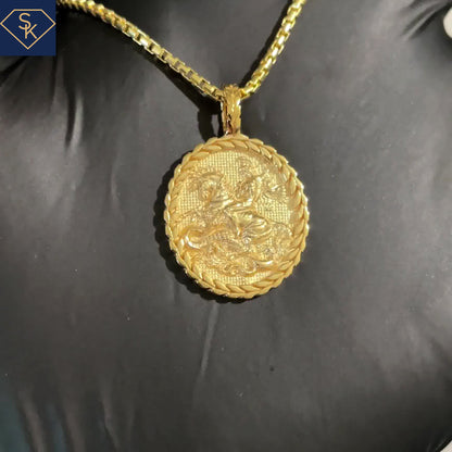 14K Solid Yellow Gold Saint George Pendant