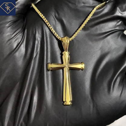 14K Solid Yellow Gold Classic Cross Pendant