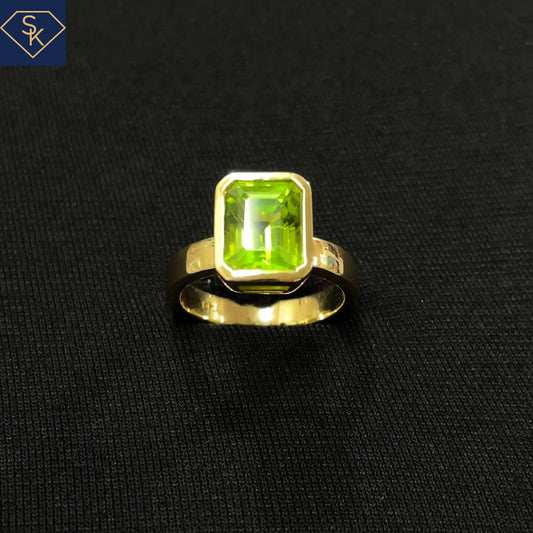 Bezel Peridot Solitaire Ring with Euro Shank