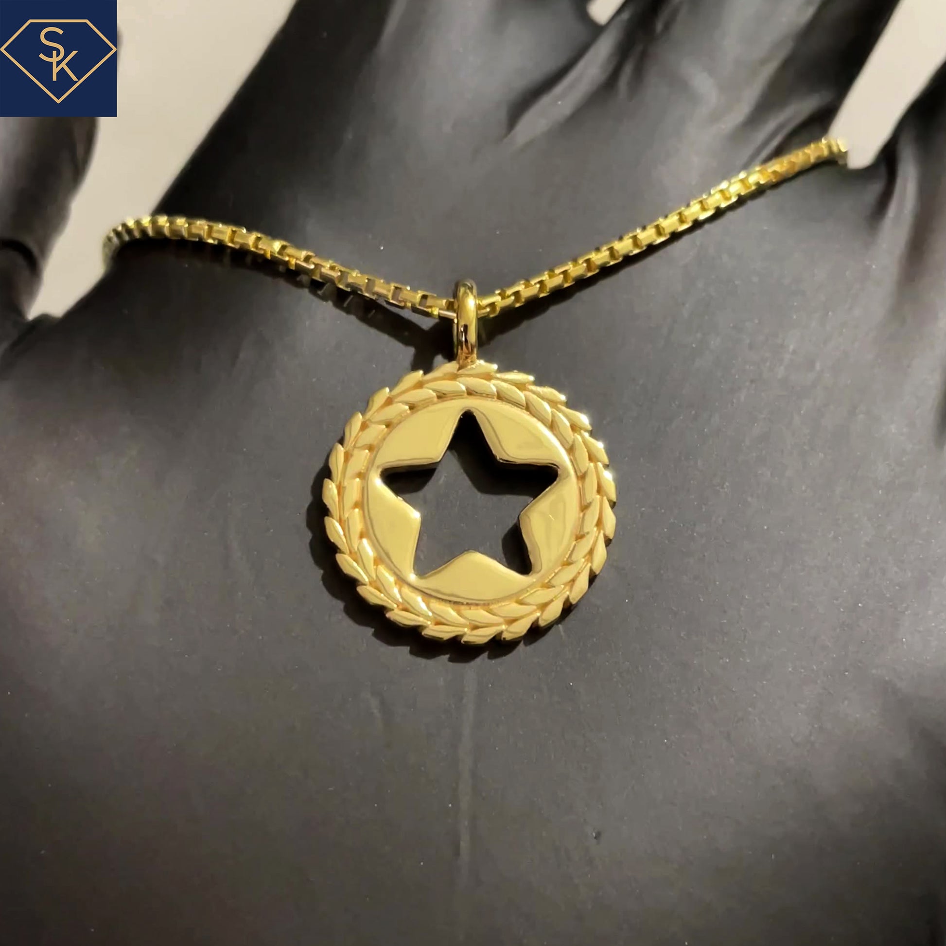 14K Solid Yellow Gold Star Shaped Pendant