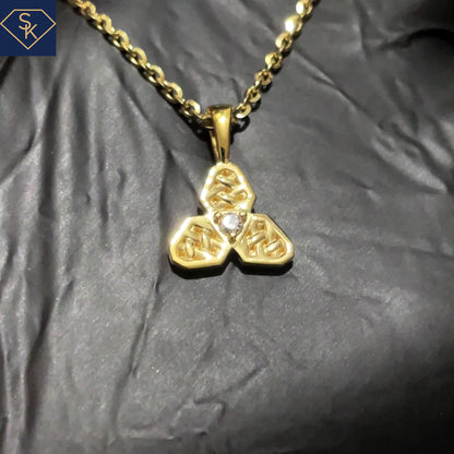 14K Yellow Gold Pendant with Three Braided Petals