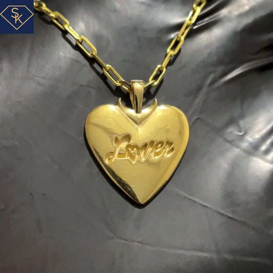 14K Yellow Gold Lover Heart Pendant