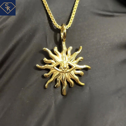 14K Yellow Gold Evil Eye Pendant