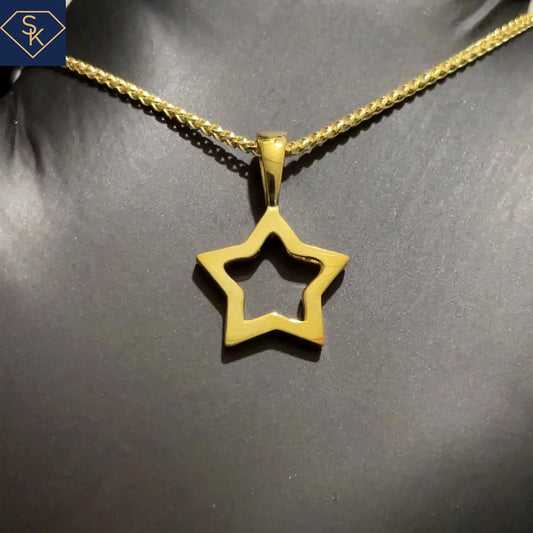 14K Solid Yellow Gold Star Pendant