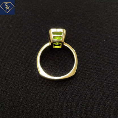 Bezel Peridot Solitaire Ring with Euro Shank