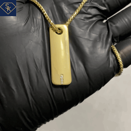 Dog Tag Bar with 3 Diamonds