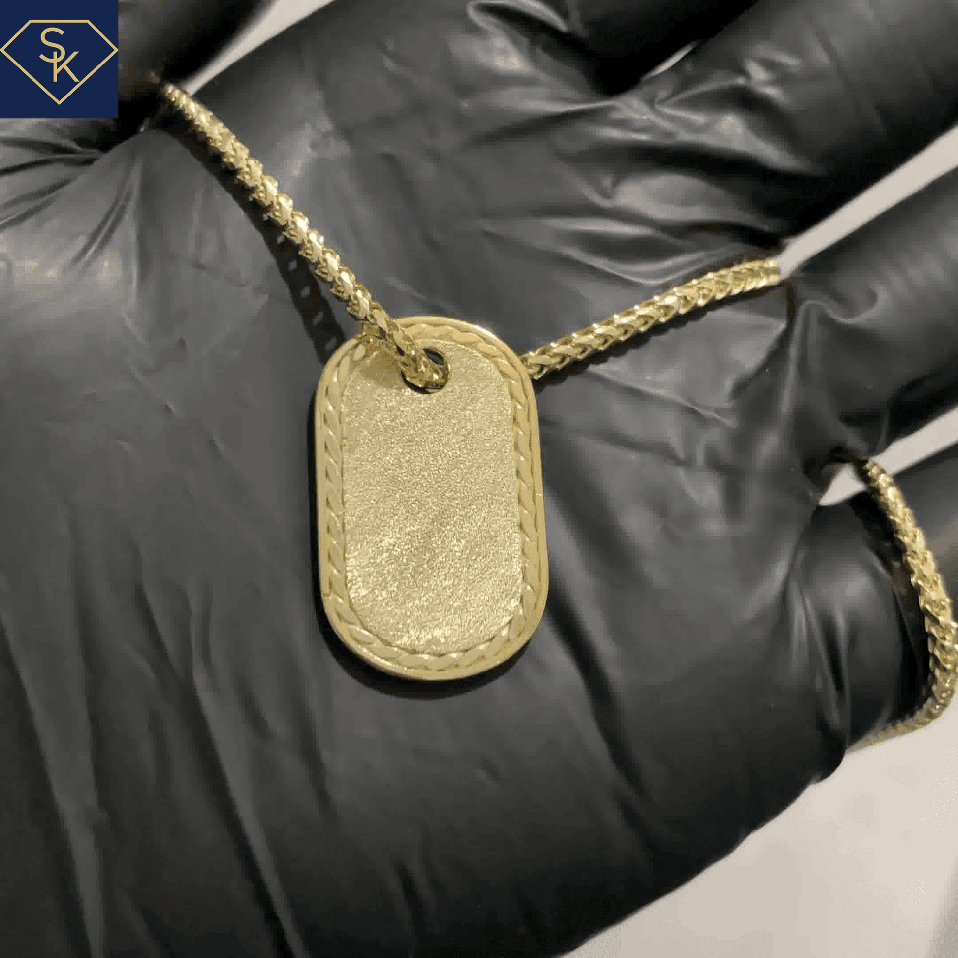 Dog Tag Pendant with Sandblasted Texture - SK Custom Jewelry