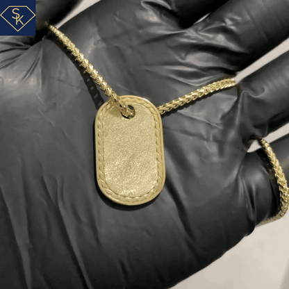 Dog Tag Pendant with Sandblasted Texture - SK Custom Jewelry
