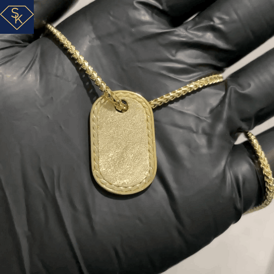 Dog Tag Pendant with Sandblasted Texture - SK Custom Jewelry