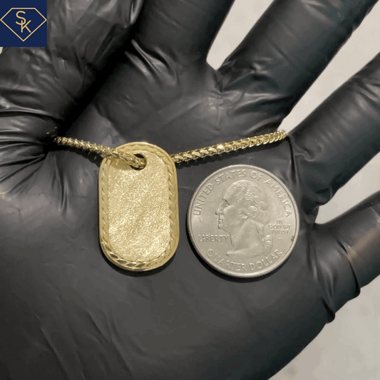 Dog Tag Pendant with Sandblasted Texture - SK Custom Jewelry