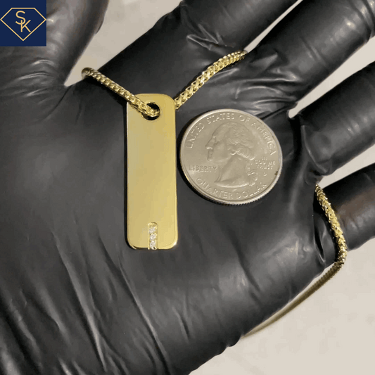 Dog Tag Bar with 3 Diamonds