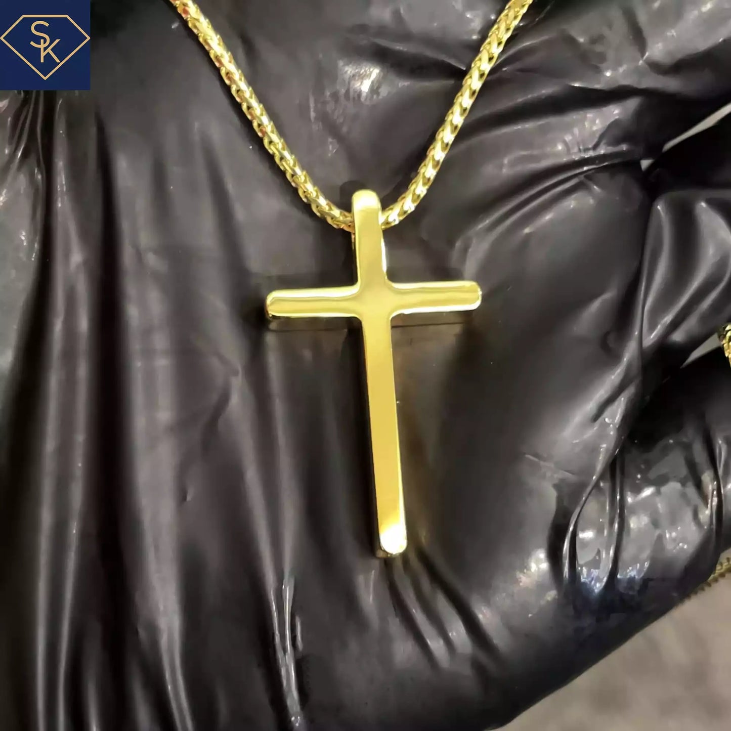 Thick 18K Gold Cross Pendant