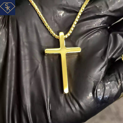 Thick 18K Gold Cross Pendant