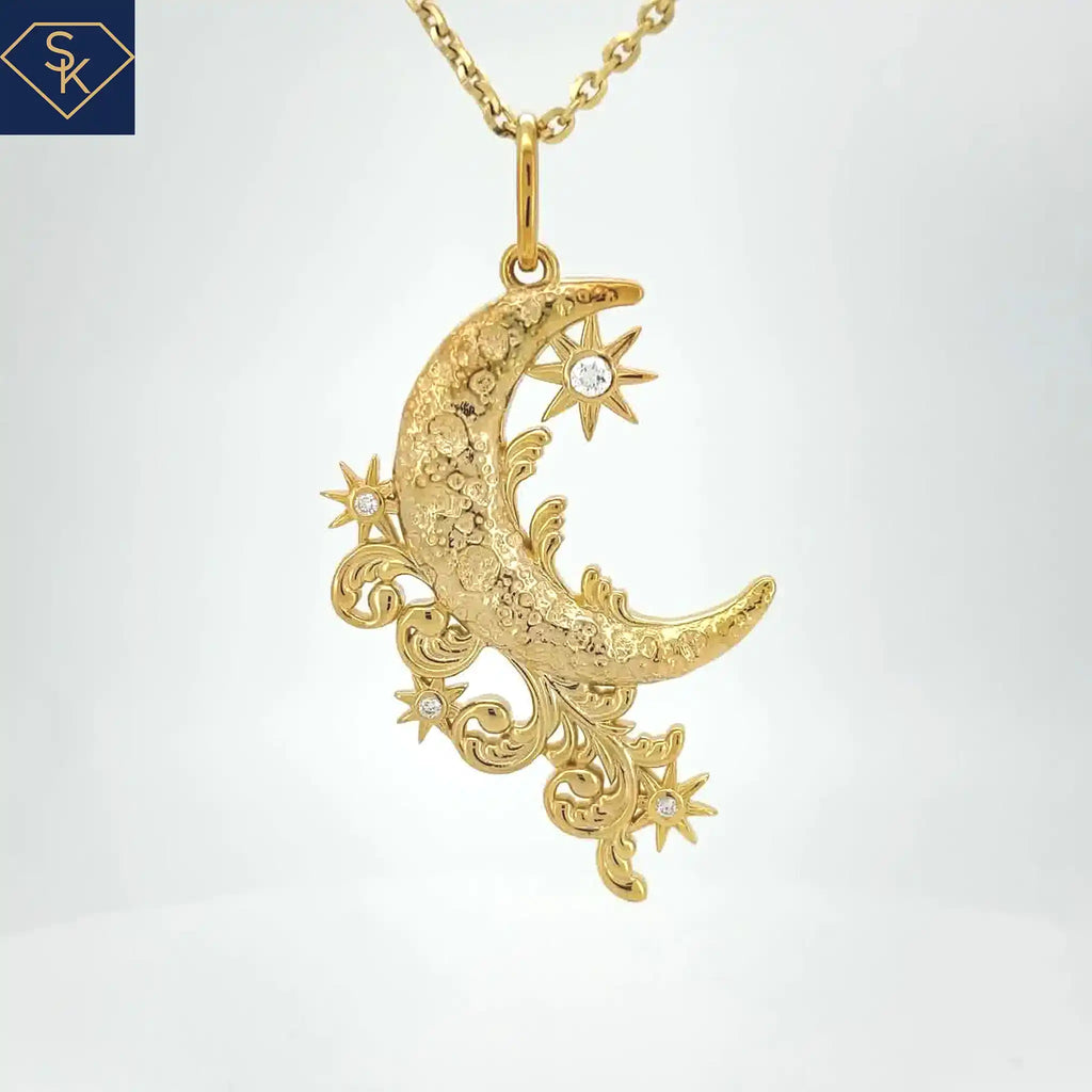 Golden Cratered Moon Pendant