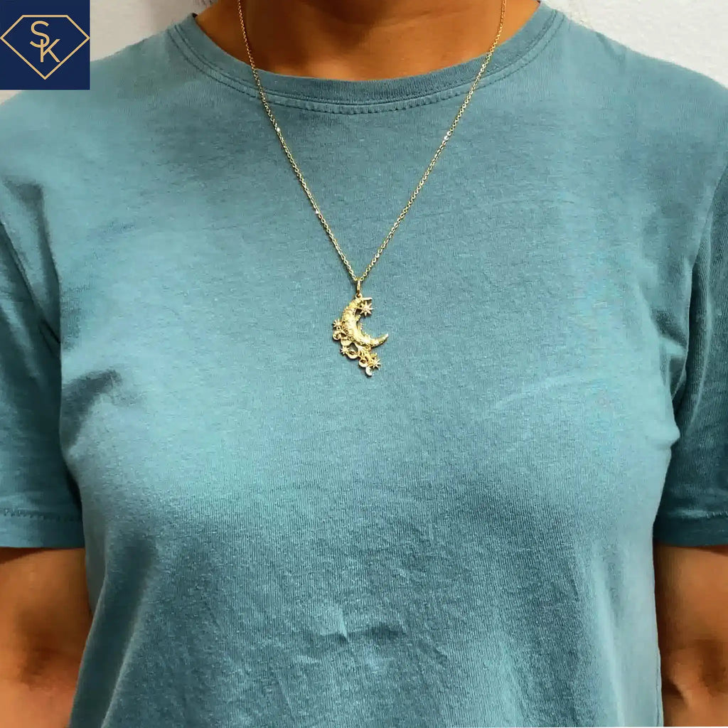 Golden Cratered Moon Pendant