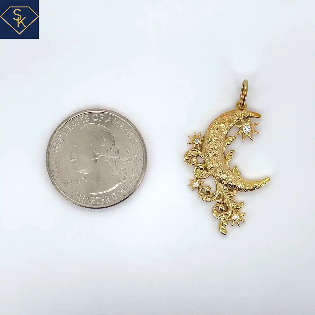 Golden Cratered Moon Pendant