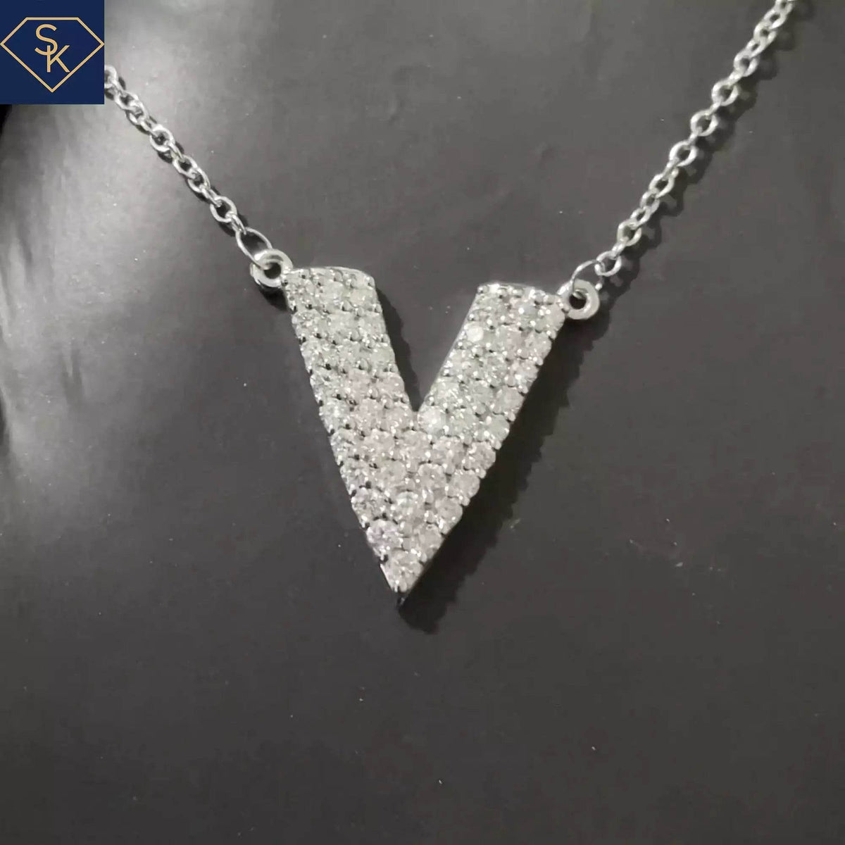 V Diamond Necklace - SK Custom Jewelry