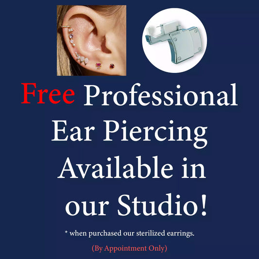 14K White Gold Prong Set Cubic Zirconia Piercing Studs- Regular Post