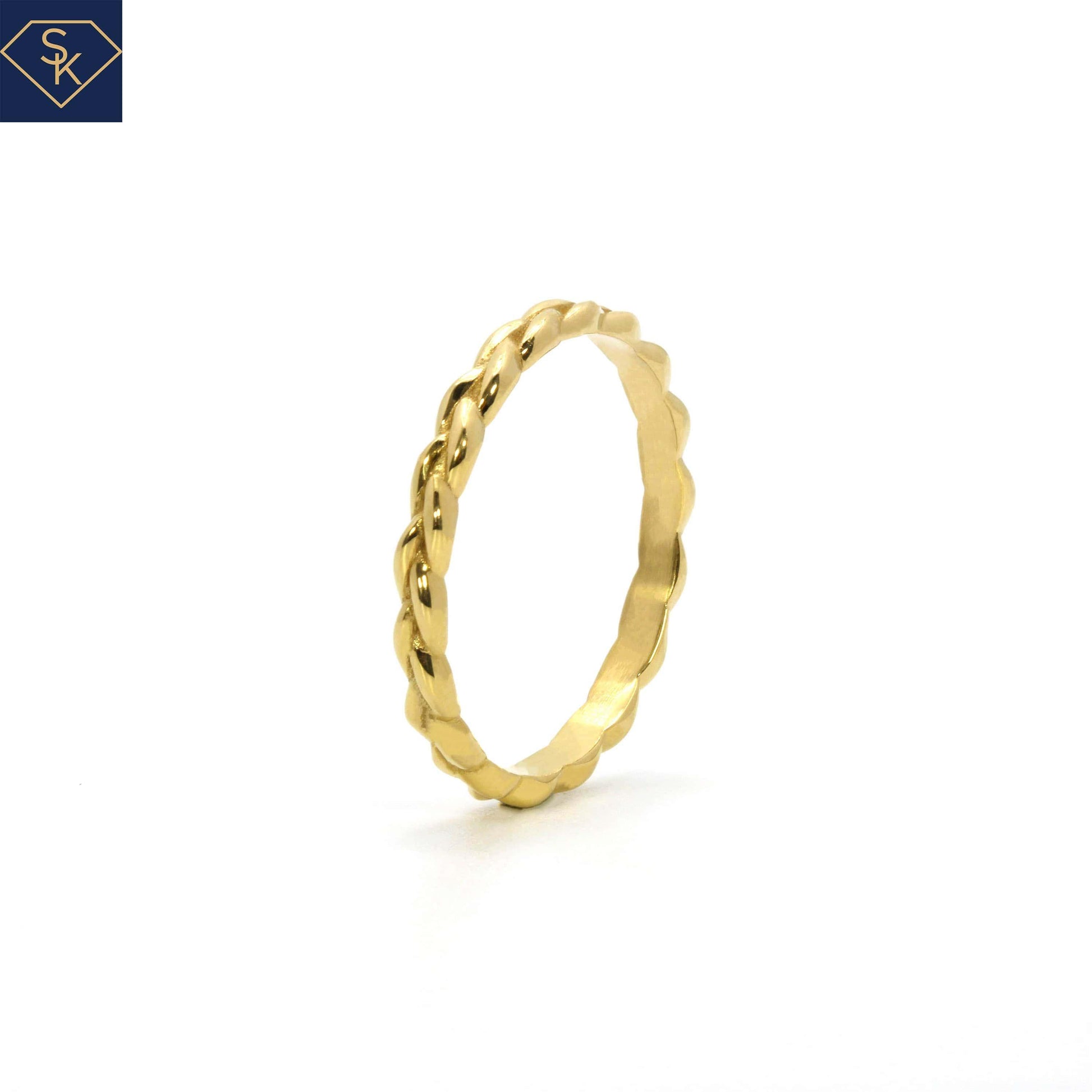 14K Solid Gold Eternity Wheat Pattern Ring