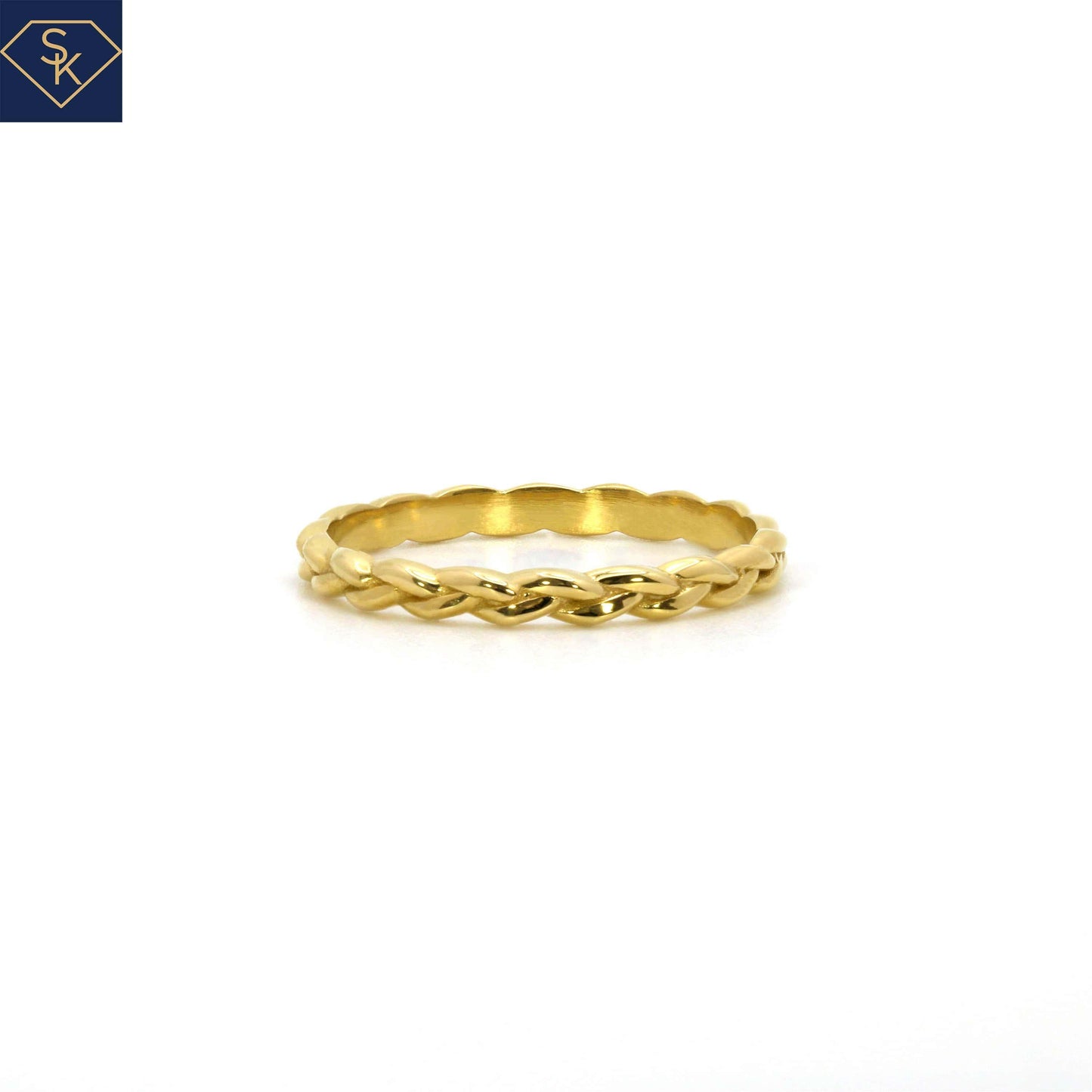 14K Solid Gold Eternity Wheat Pattern Ring