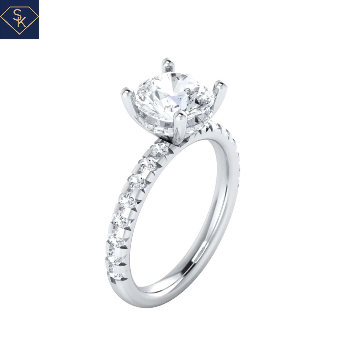 Hidden Halo Solitaire with U Pave on the Shank- CAD Services